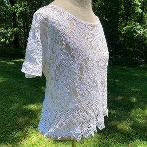 Forever 21 XXI White Lace Crop Top